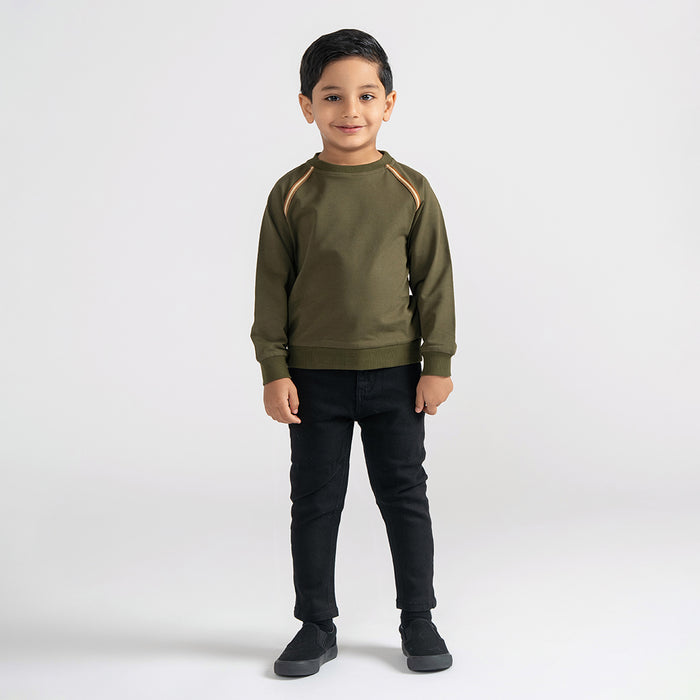 STRIPE TRIM SWEATSHIRT