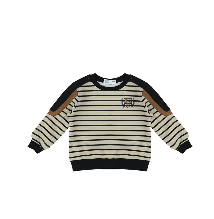 STRIPE VARSITY SWEATSHIRT