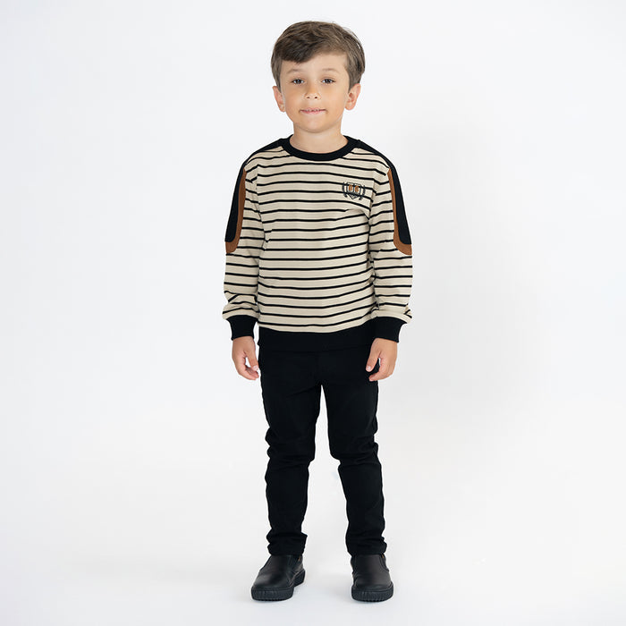 STRIPE VARSITY SWEATSHIRT