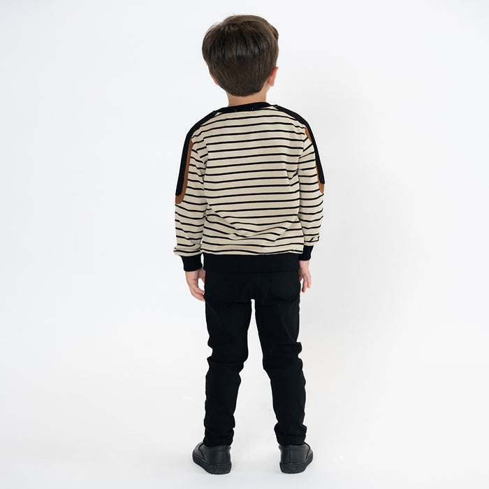 STRIPE VARSITY SWEATSHIRT