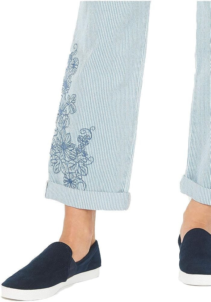 Style & Co. Embroidered Sedona Stripe Boyfriend Jeans