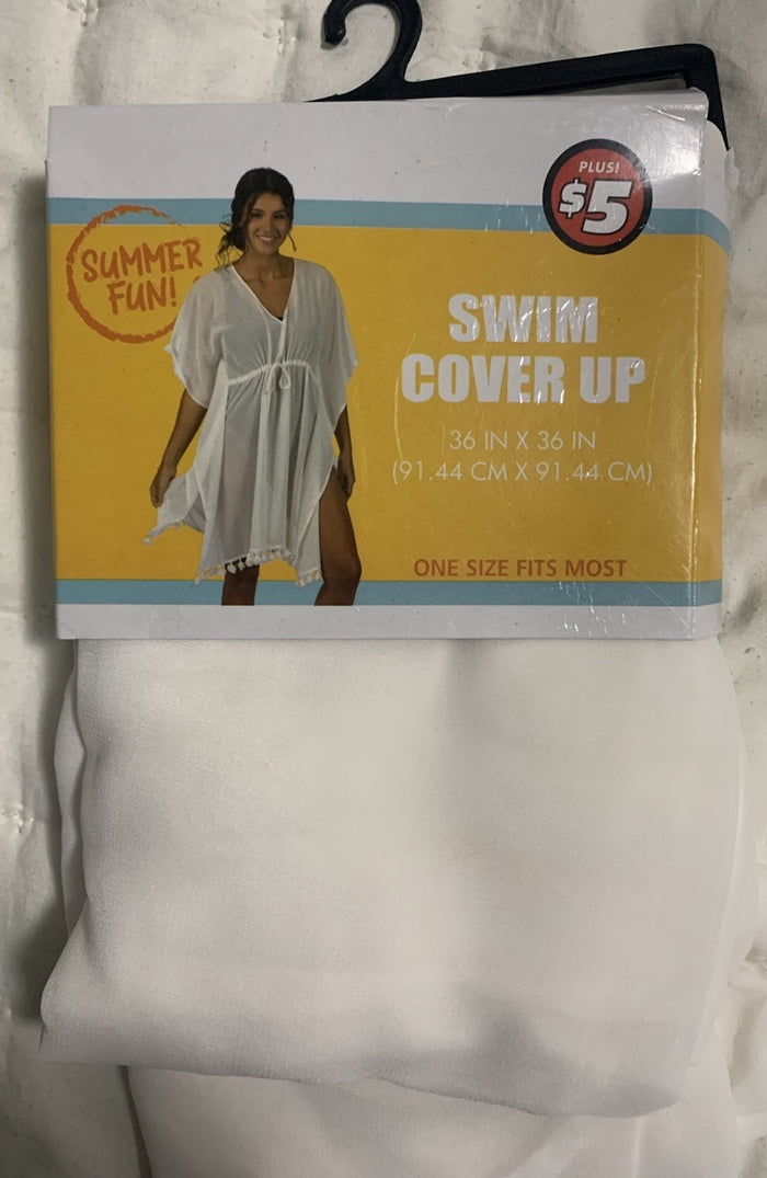 Summer Fun! Women’s White Solid Tassel Polyester Cover Up One Size 36x36