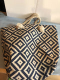 Summer & Rose Nautical Rope Handle Tote Bag – Blue Geometric Design Women's Handbag #KD