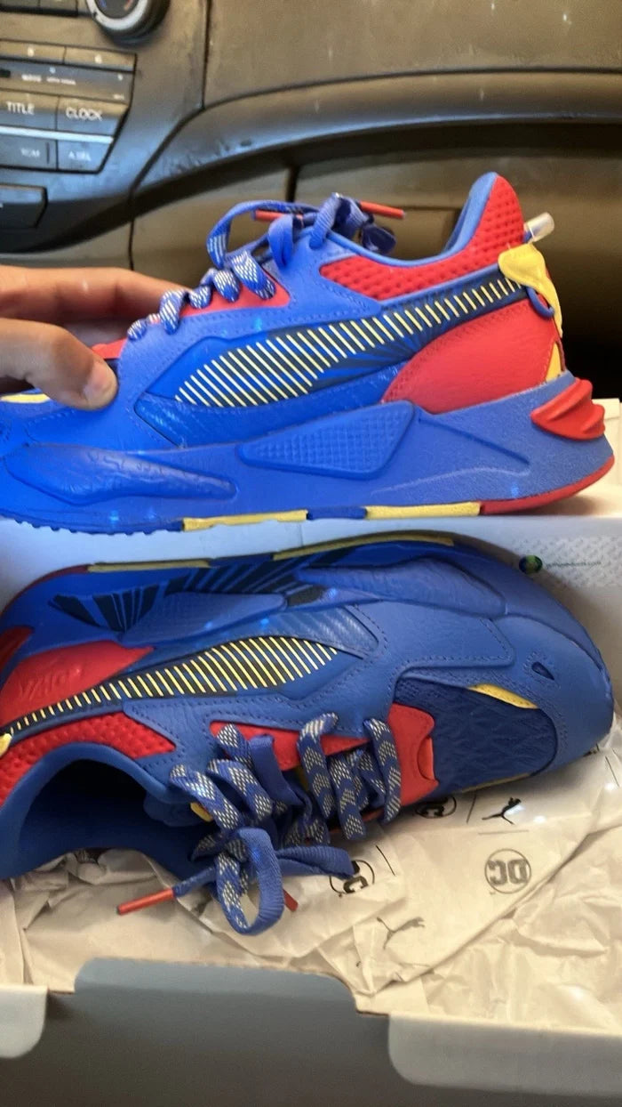 PUMA Superman Men's Sneakers Blue Red Yellow – Low Top Lace-Up Shoes