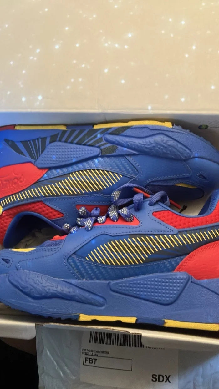 PUMA Superman Men's Sneakers Blue Red Yellow – Low Top Lace-Up Shoes