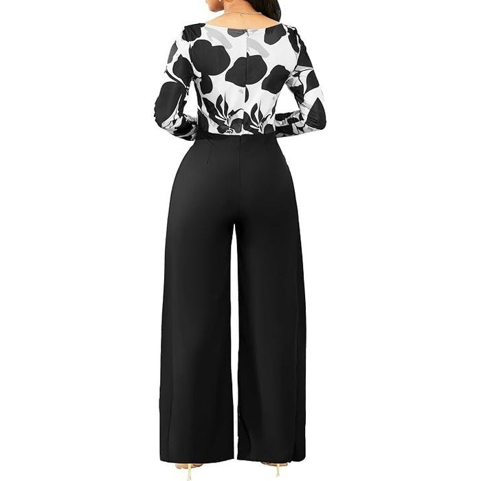SxClub Women's XXL Overlay Black Floral Jumpsuit Sexy Elegant Long