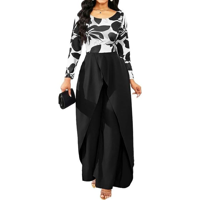 SxClub Women's XXL Overlay Black Floral Jumpsuit Sexy Elegant Long