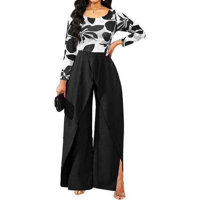 SxClub Women's XXL Overlay Black Floral Jumpsuit Sexy Elegant Long