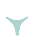 Front view of Tamarama bottom in light slate crinkle, high-cut thong silhouette with textured fabric on white background