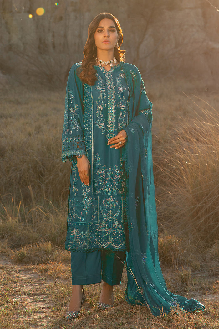 Walking pose of zinc ready to wear 3 piece suit with long shirt and straight trousers suitable for family functions