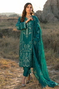 Side angle view of Tara zinc embroidered outfit with crinkle dupatta women semi formal event wear