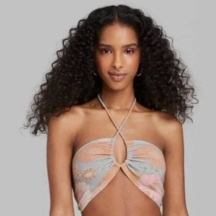 Target Wild Fable Terry Floral Unlined String Bikini TOP