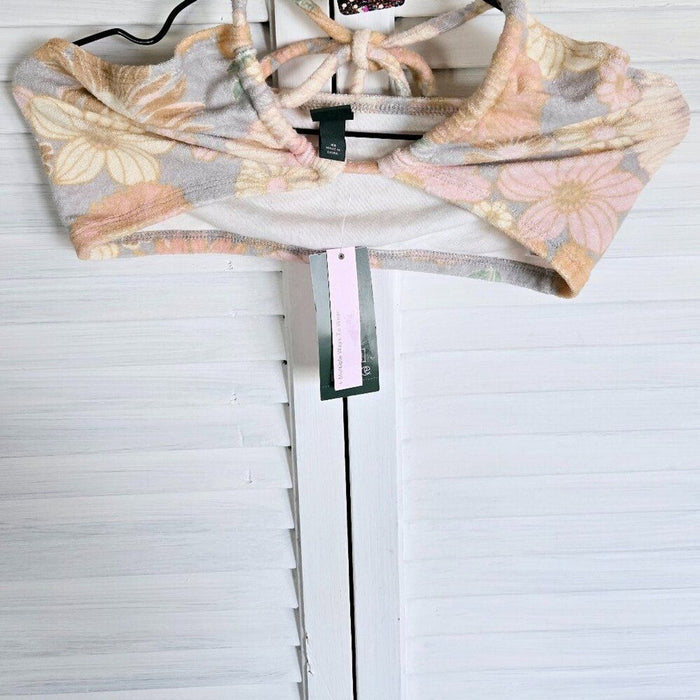 Target Wild Fable Terry Floral Unlined String Bikini TOP