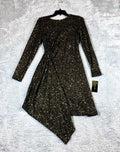 Taylor Womens Green Sequin Embellished Mini Dress with Drape Detail