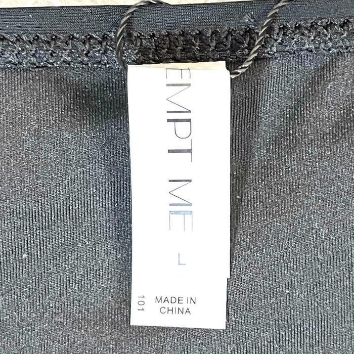 Tempt Me Womens Solid Black High-Waisted Bikini Bottoms Size Large