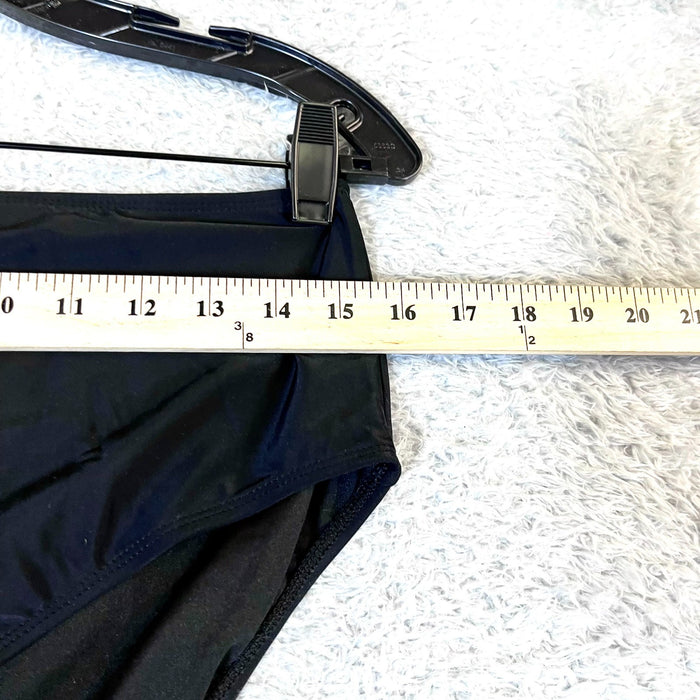 Tempt Me Womens Solid Black High-Waisted Bikini Bottoms Size Large