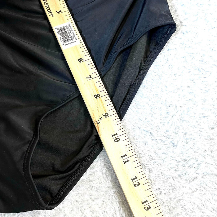 Tempt Me Womens Solid Black High-Waisted Bikini Bottoms Size Large