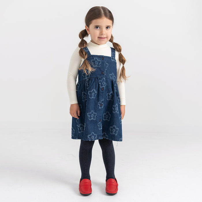 TEXTURED DENIM FLOWER JUMPER