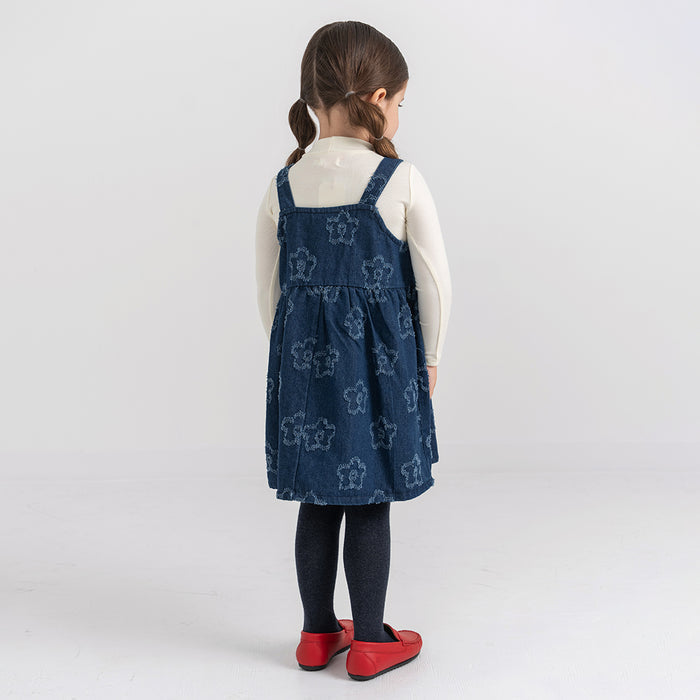TEXTURED DENIM FLOWER JUMPER