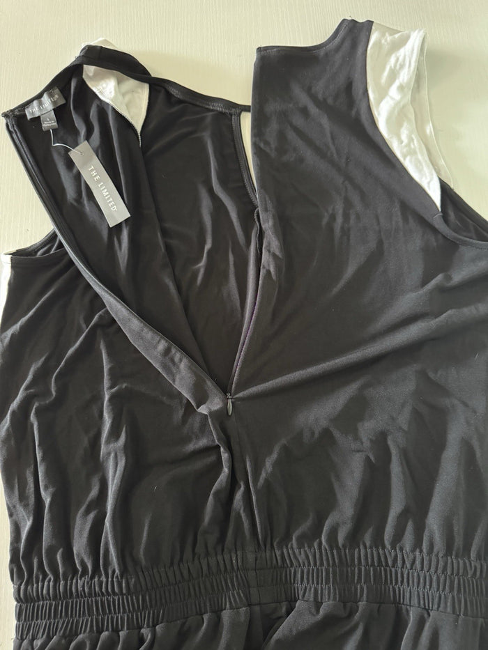 The Limited Women's Colorblock Jumpsuit Black White Side Stripe Keyhole Large