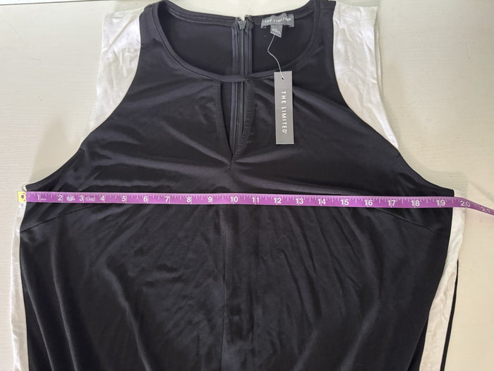 The Limited Women's Colorblock Jumpsuit Black White Side Stripe Keyhole Large