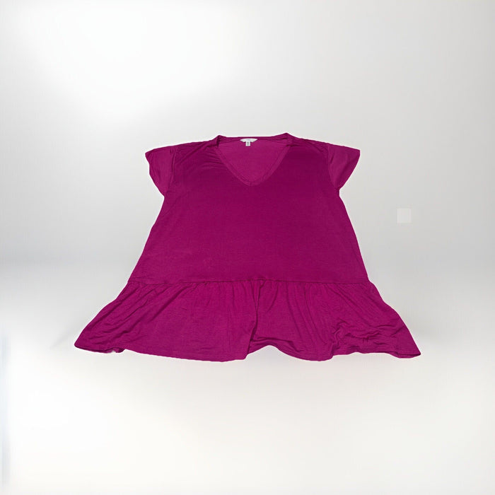 Time and Tru Woman’s Purple V-Neck Butterfly Sleeve Tiered Shirt