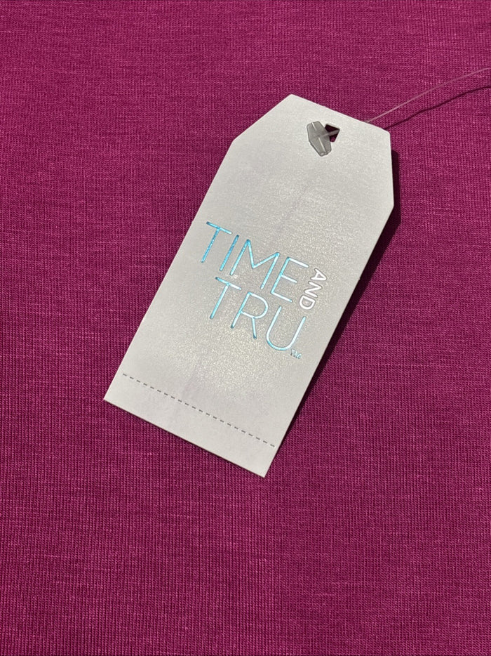 Time and Tru Woman’s Purple V-Neck Butterfly Sleeve Tiered Shirt