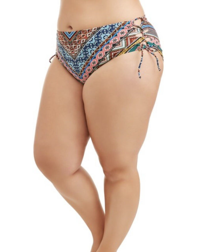 Time And Tru Women's 3X Swimsuit Bottoms Aztec Tie Loop Multicolor Plus