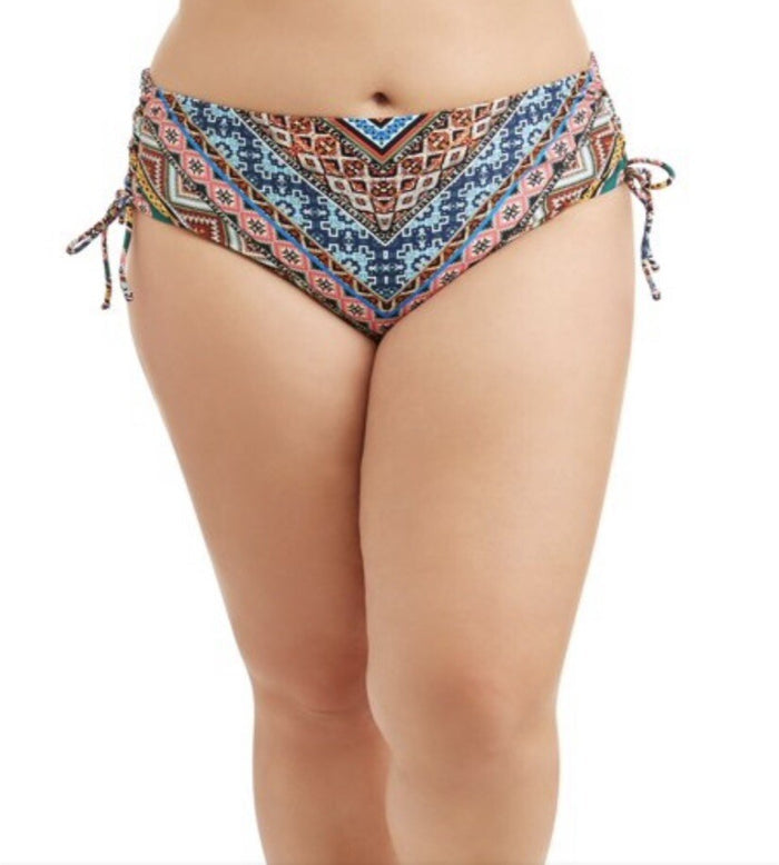Time And Tru Women's 3X Swimsuit Bottoms Aztec Tie Loop Multicolor Plus