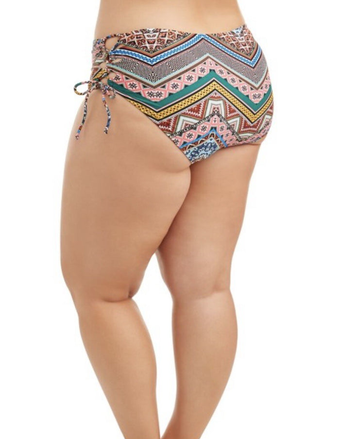Time And Tru Women's 3X Swimsuit Bottoms Aztec Tie Loop Multicolor Plus