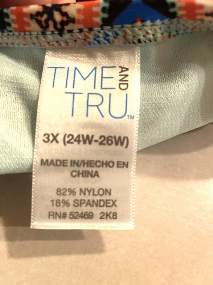Time And Tru Women's 3X Swimsuit Bottoms Aztec Tie Loop Multicolor Plus