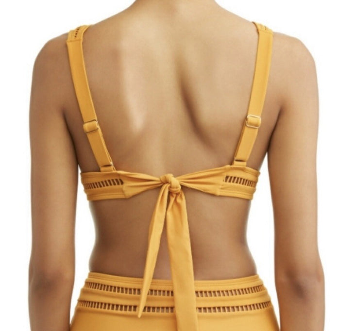 Time And Tru Women’s 3X Swimsuit Top Gold Topaz Yellow Lattice