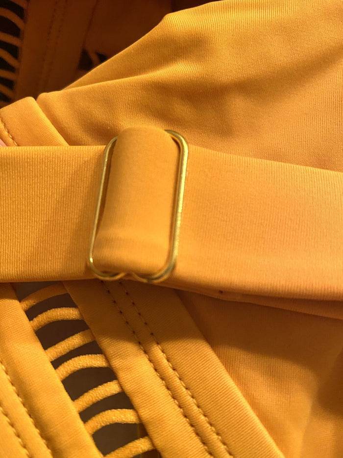 Time And Tru Women’s 3X Swimsuit Top Gold Topaz Yellow Lattice