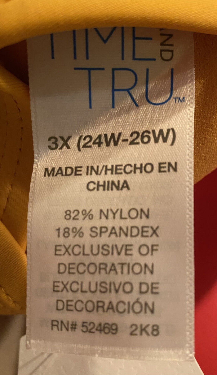 Time And Tru Women’s 3X Swimsuit Top Gold Topaz Yellow Lattice