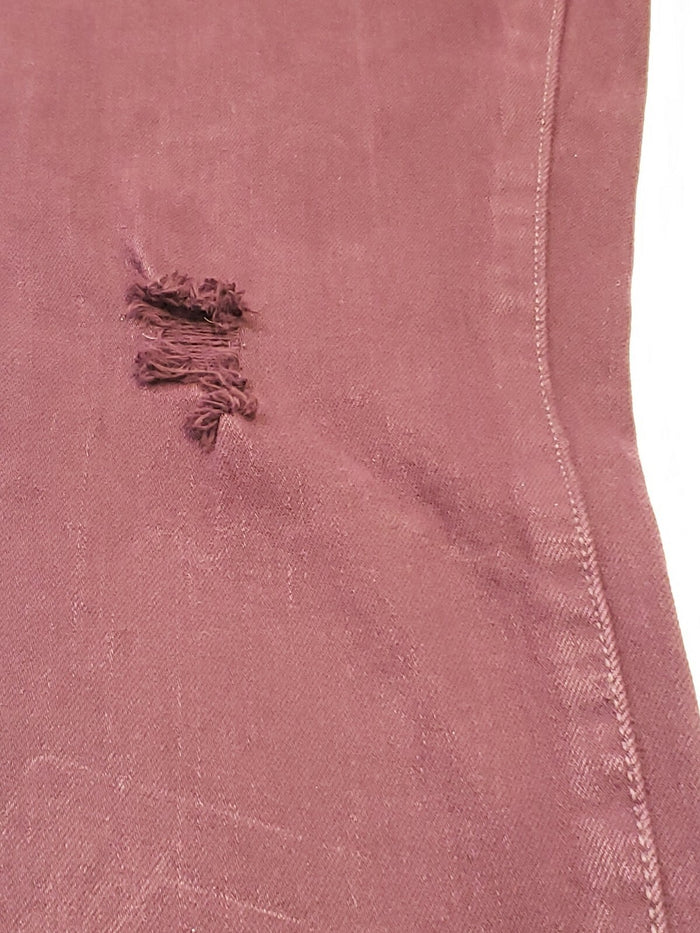 Time and Tru Women's Button High Rise Skinny Burgundy distressed Ankl Jeans