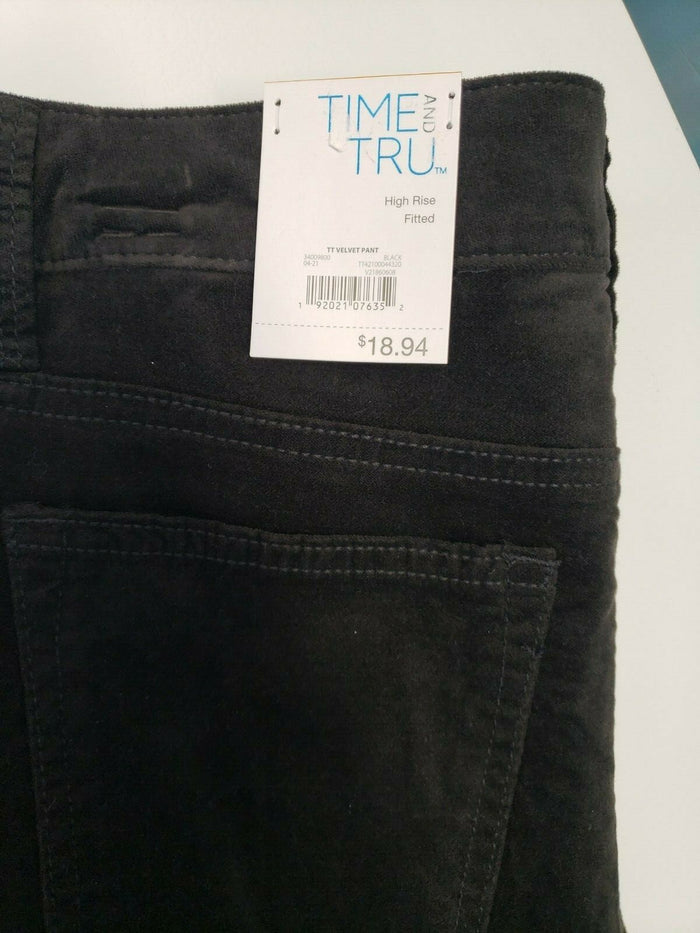 Time and Tru Women's High Rise Skinny Black Velvety feel Ankle Pants