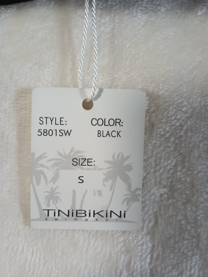 Tini Bikini Swimwear Women's Small Black Swim Top Nylon Spandex Fast Ship