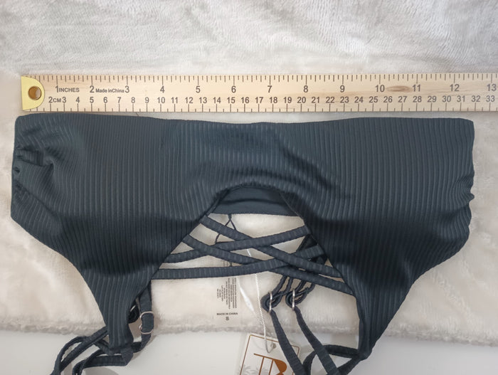 Tini Bikini Swimwear Women's Small Black Swim Top Nylon Spandex Fast Ship