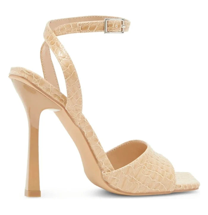 Topshop Rita Women's Faux Croc Two-Part Heels Camel Beige – Size 9.5 New