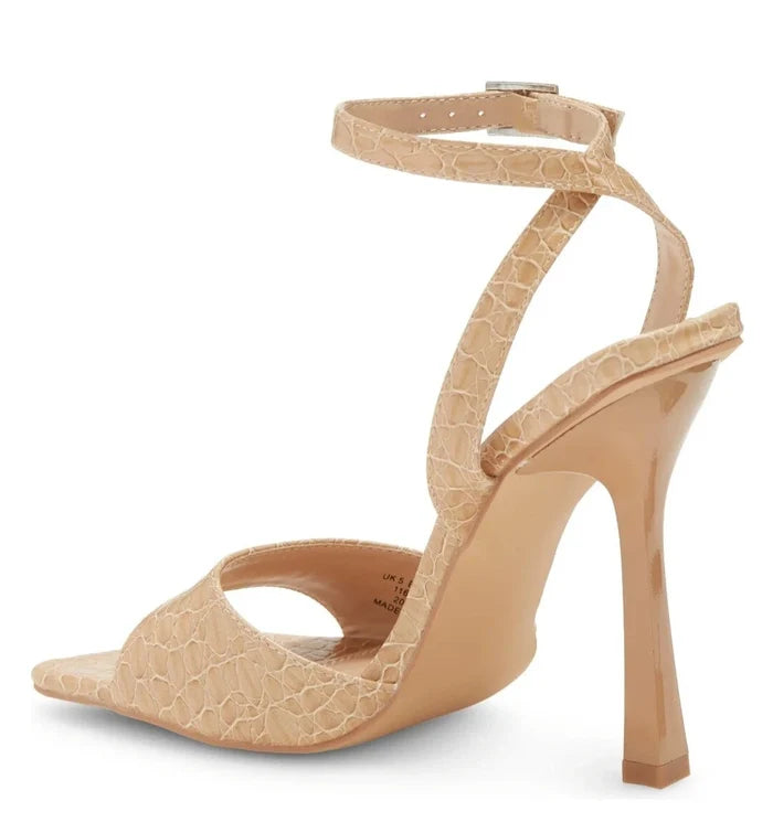 Topshop Rita Women's Faux Croc Two-Part Heels Camel Beige – Size 9.5 New