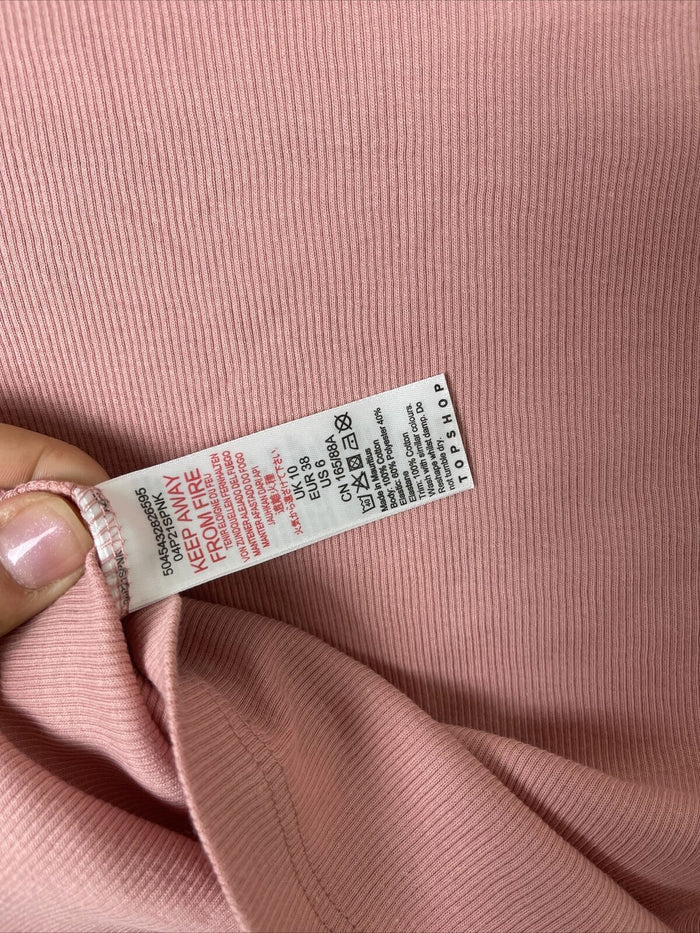Topshop Women's Top Blush Crop Short Sleeve Scoop Neck Ruffle