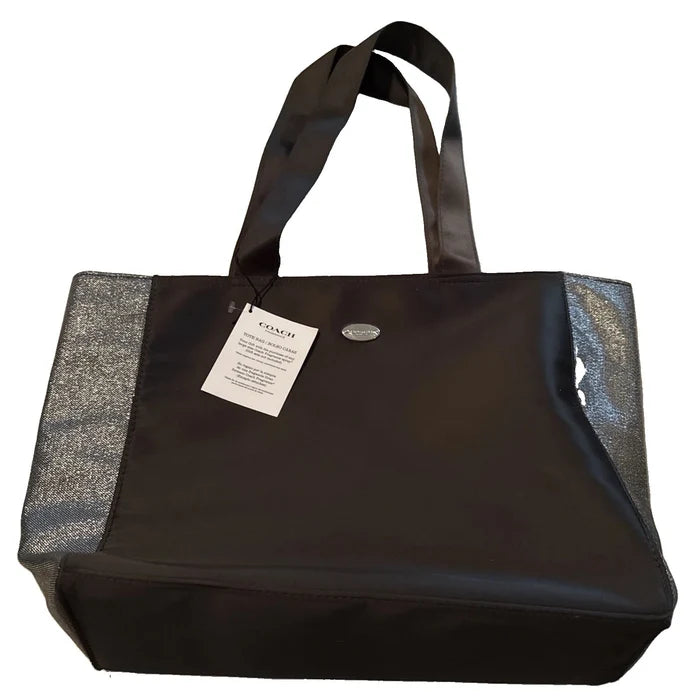 Coach Tote Bag Gray with Shimmering Side Panels – Women's Shopping & Travel Handbag, New