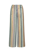 Front view of Toulon pant in Porto Cervo Multi showing high waist, wide-leg fit and multicolor zigzag knit on white background