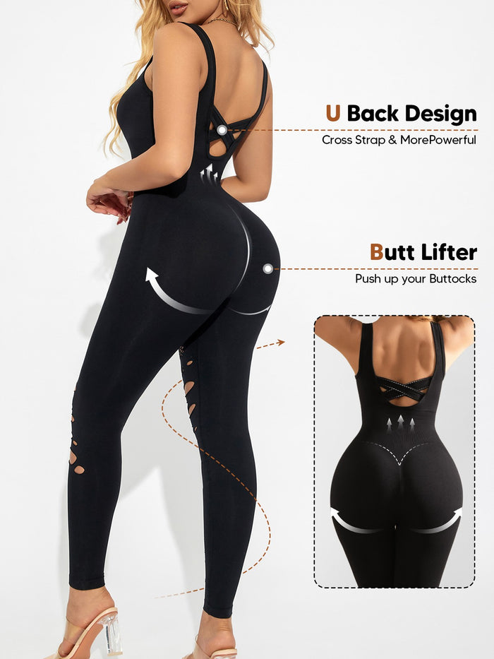 Tummy Control Jumpsuit for Women Seamless Bodycon Yoga Outfit Workout Romper