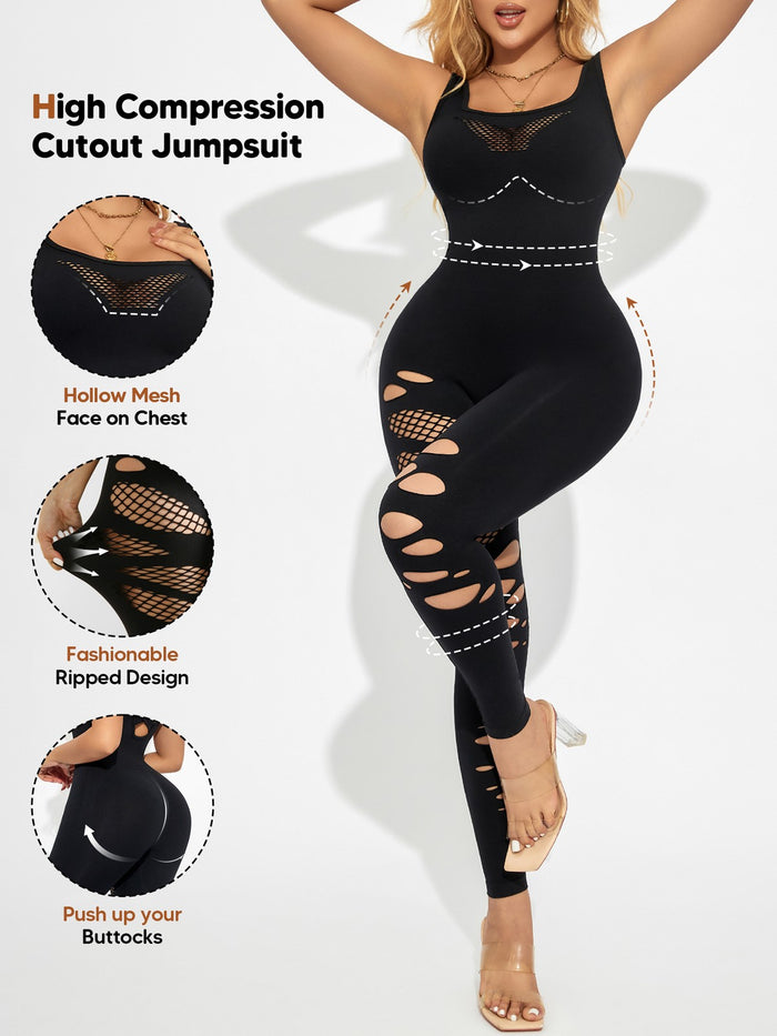 Tummy Control Jumpsuit for Women Seamless Bodycon Yoga Outfit Workout Romper