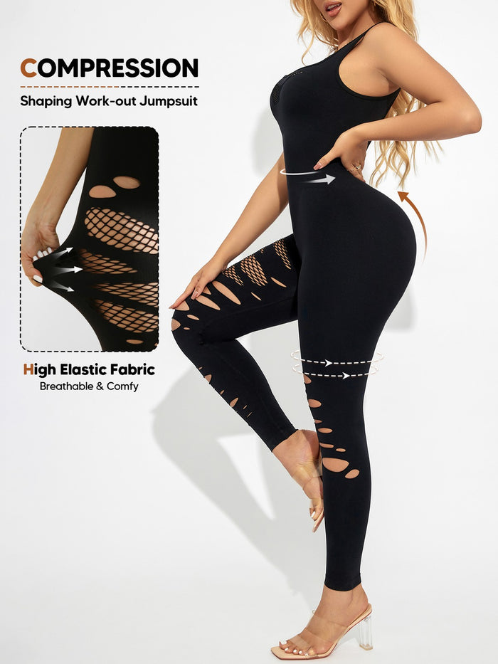 Tummy Control Jumpsuit for Women Seamless Bodycon Yoga Outfit Workout Romper