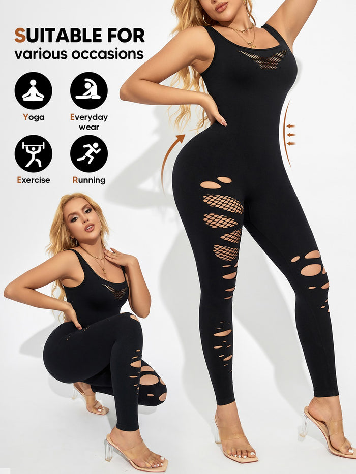 Tummy Control Jumpsuit for Women Seamless Bodycon Yoga Outfit Workout Romper