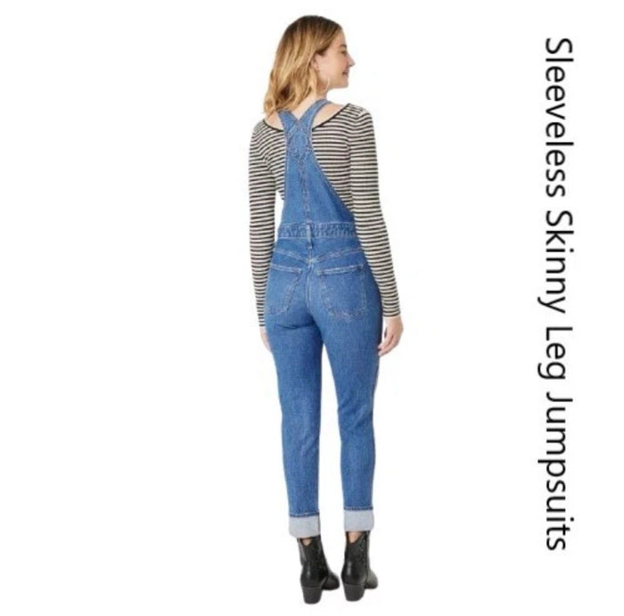 Universal Thread Women's Denim Overalls Sleeveless Skinny Leg Jumpsuits