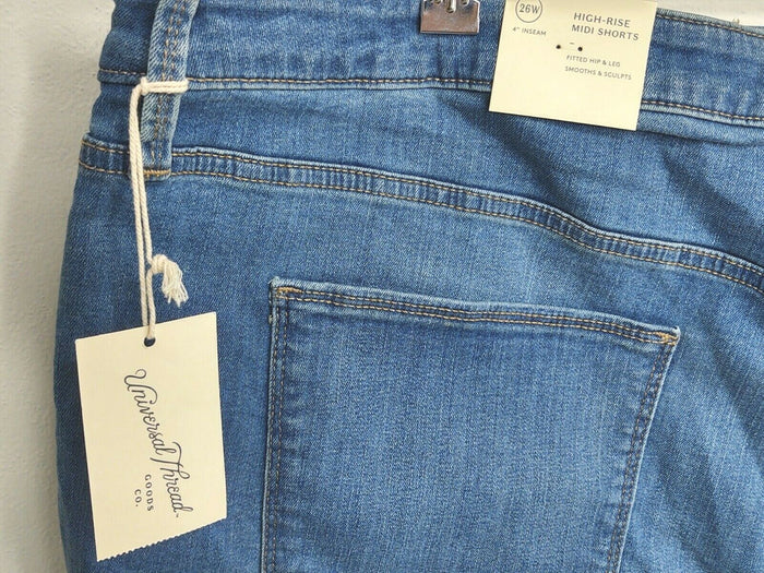 Universal Thread Women's High Rise Midi Med Blue Demin Jean Shorts NWTs