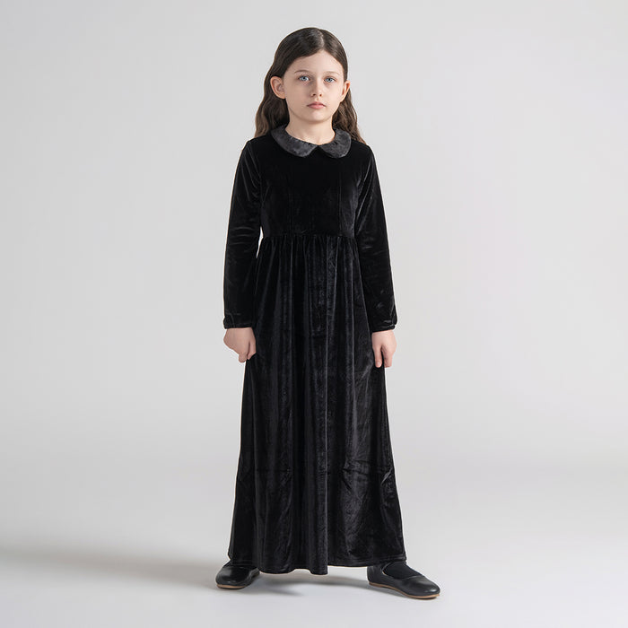 VELOUR COLLAR MAXI
